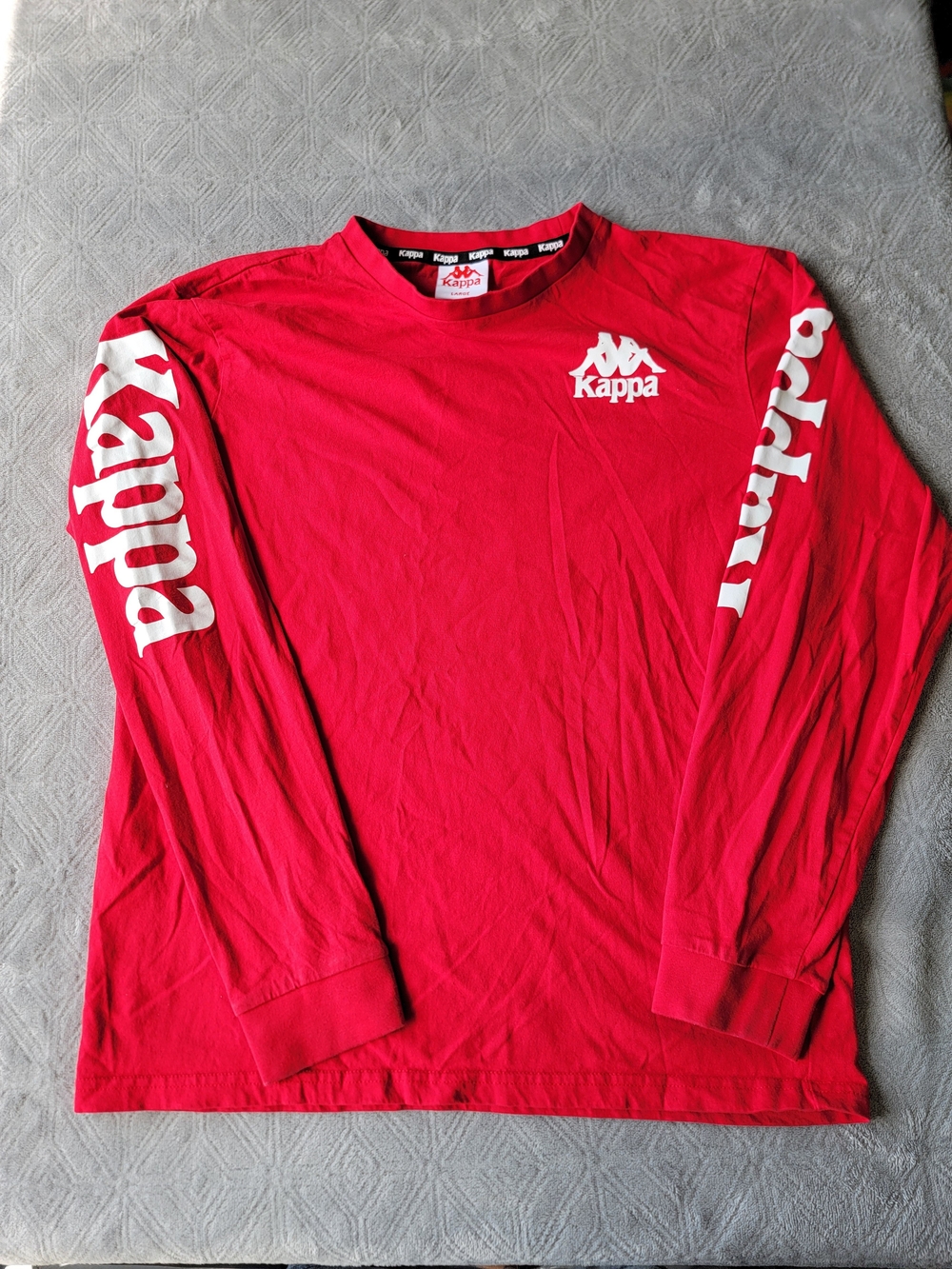 Kappa Red Long-Sleeve Logo Tee with White Branding